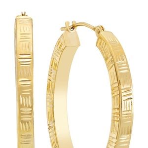 Patterned Gold Medium Hoops